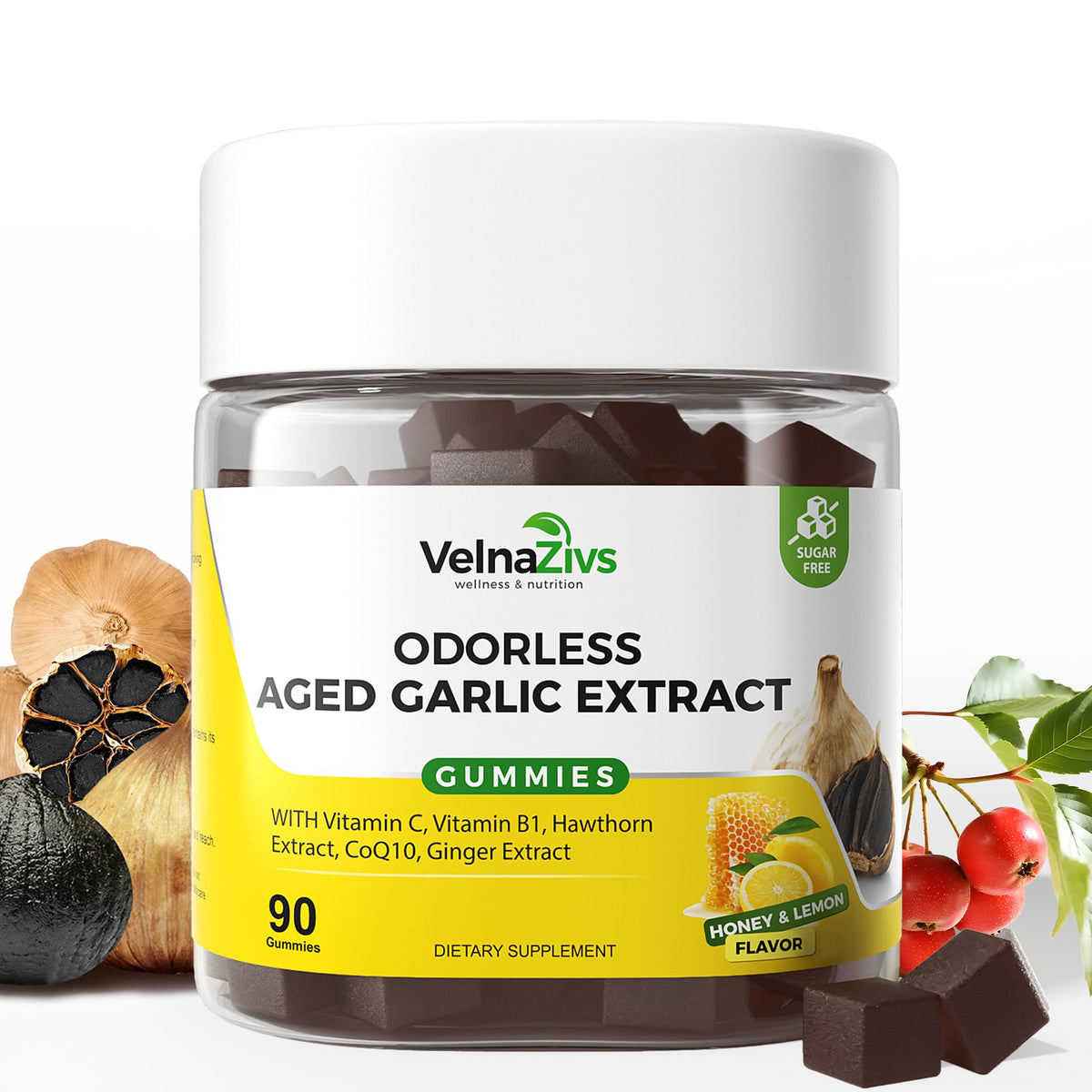 Aged Garlic Extract Gummies with CoQ10 60mg - S-Allyl Cysteine Formula