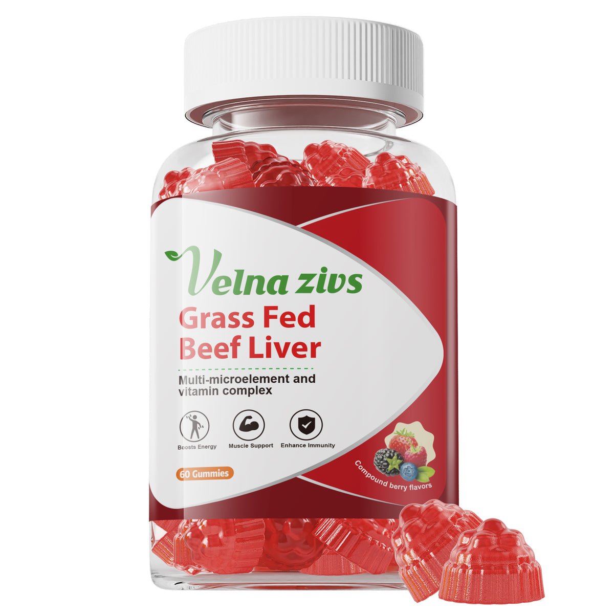 Grass Fed Beef Liver Gummies - Naturally Occurring Vitamin A, B12 and Heme Iron